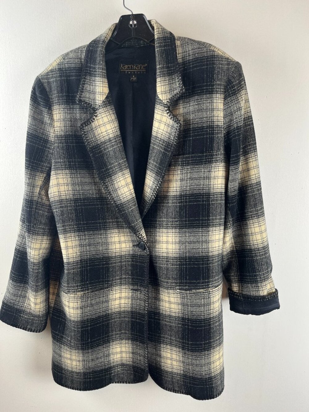 90s Oversized Brushed Plaid Blazer